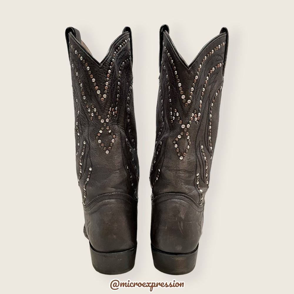 $399 Frye Billy Stud Pull On Distressed Boho Festival Cowboy Boots - Picture 9 of 15
